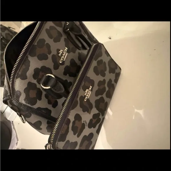 Coach Black and Brown Cosmetic Bags with Leopard Print - Picture 3 of 3